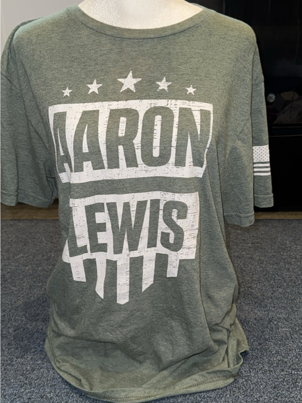 Gildan Olive Green Short Sleeve Tee with White Graphic